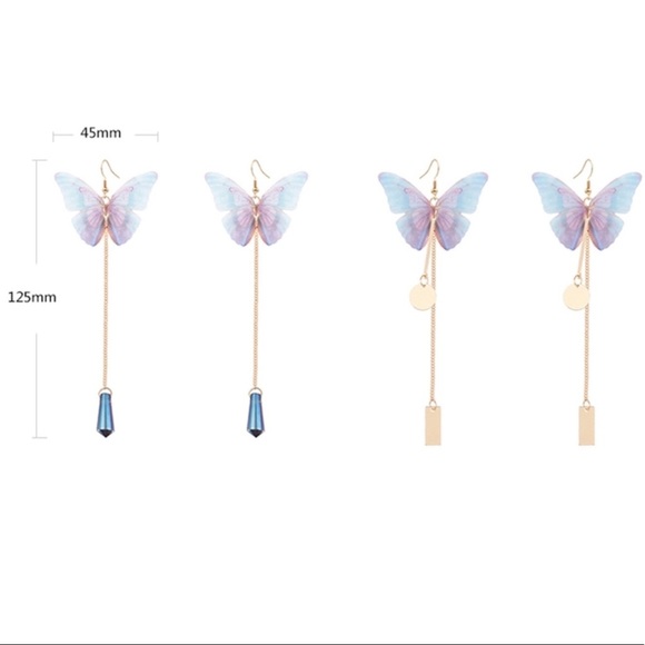 Delicate Butterfly Dangle Earrings Pair - Picture 6 of 8